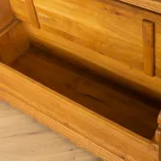 Banc coffre ancien vers 1900, en chêne massif, fait à la main