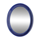 Vintage 1970s blue ceramic wall mirror Italian design