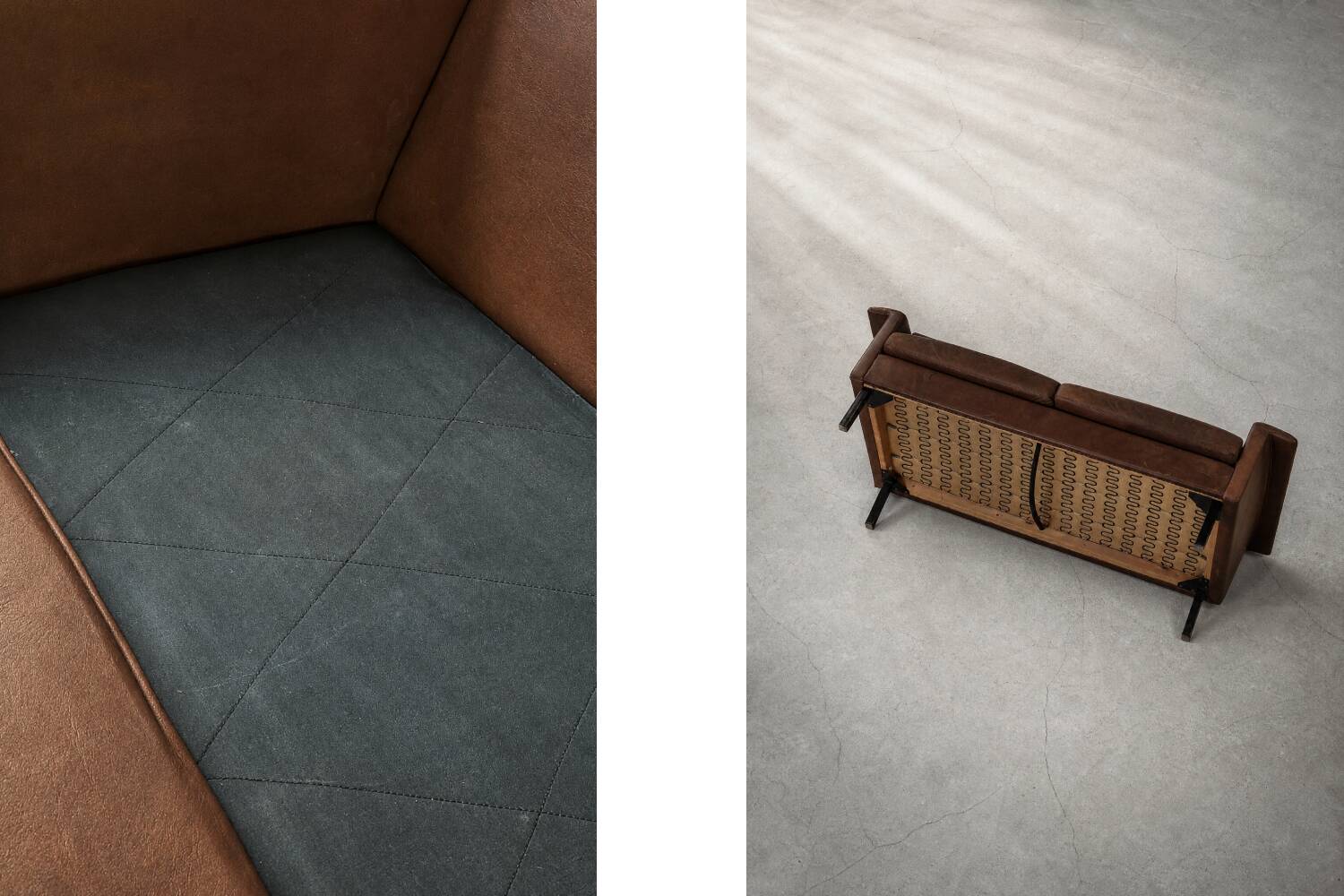 Mid-Century Danish Modern 2-Seater Brown Leather Sofa 3330 by  Arne Vodder