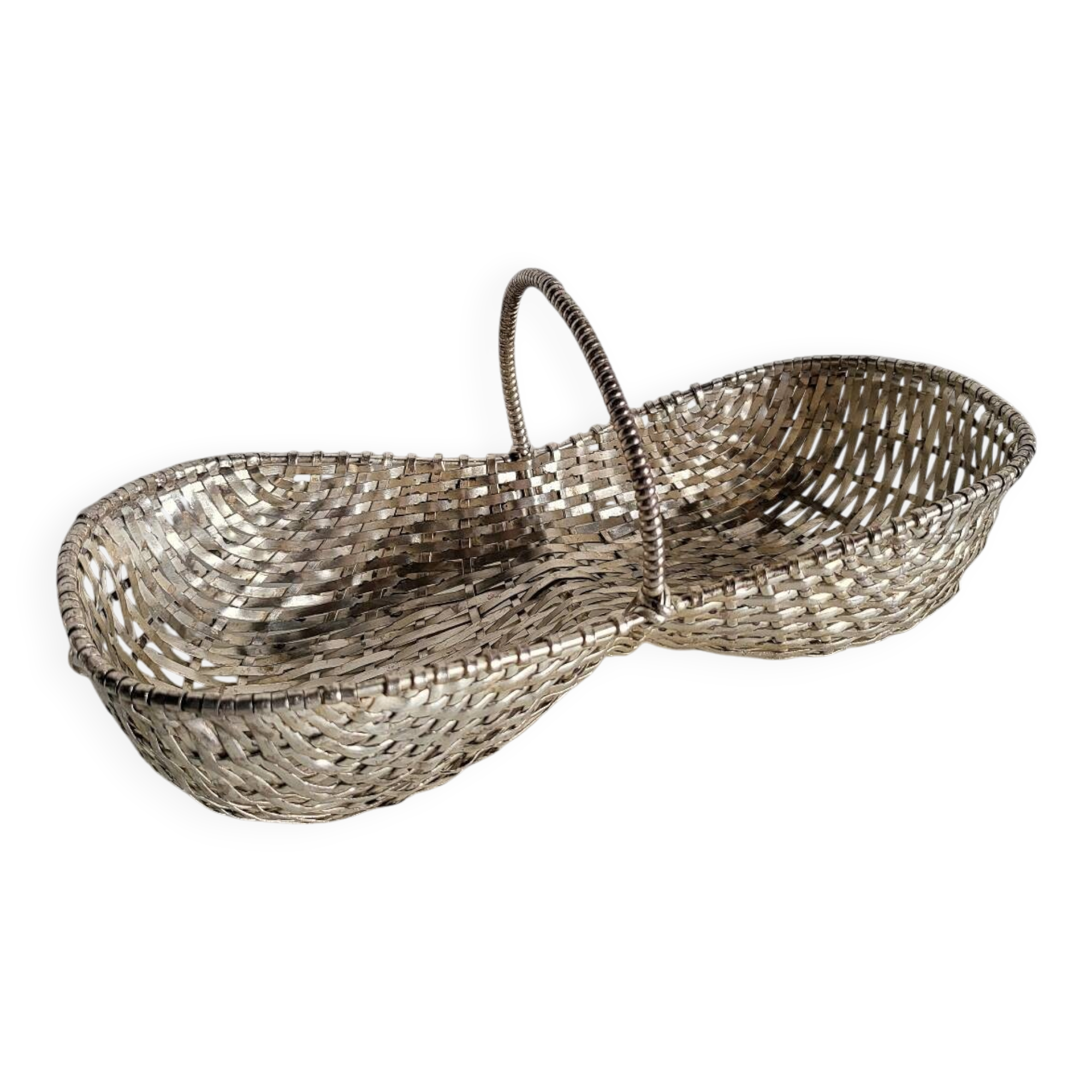 Woven silver-plated metal basket