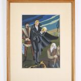 Gouache illustration art dramatiques signée Masqueliez 1956