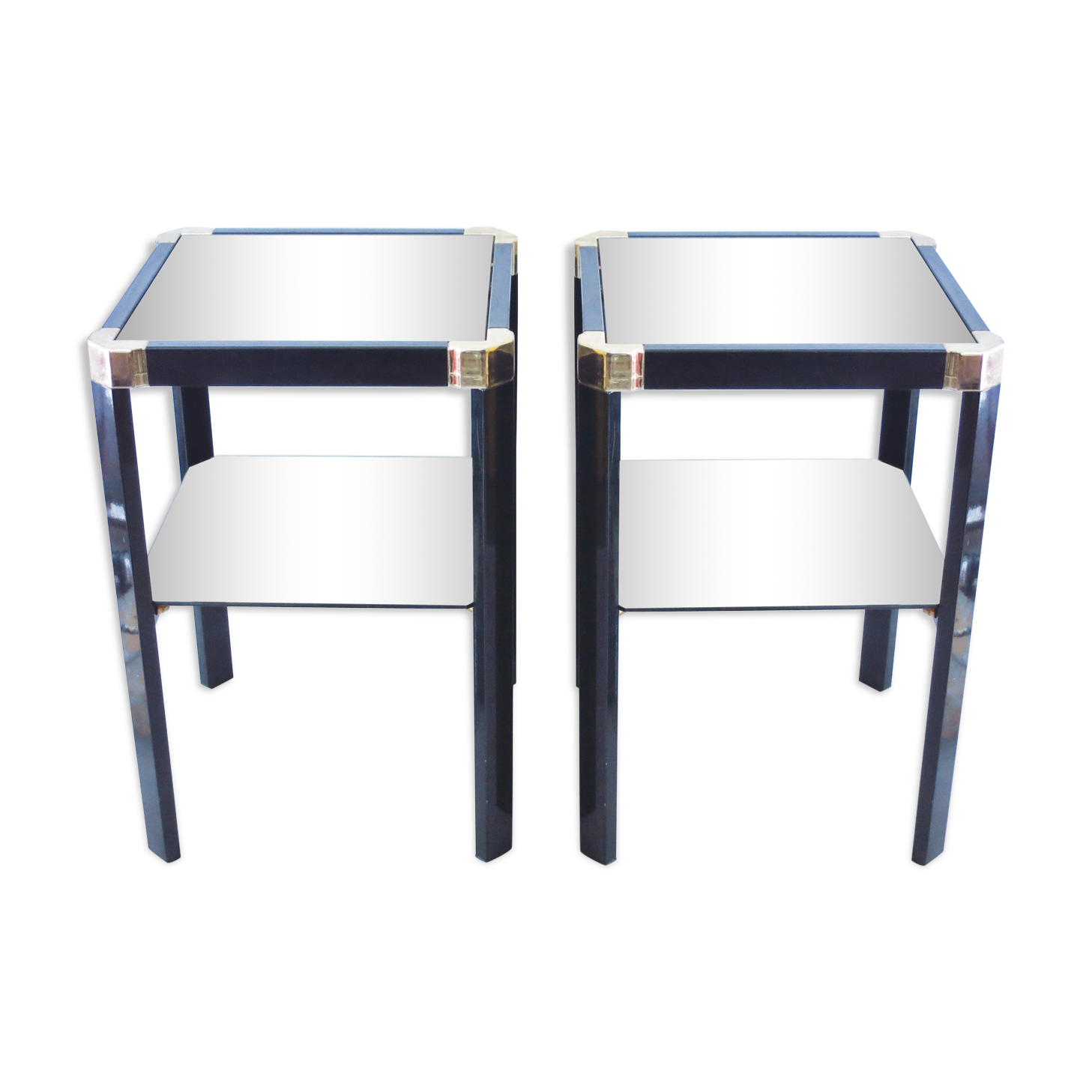 Pair of black and gold side tables Romeo Rega