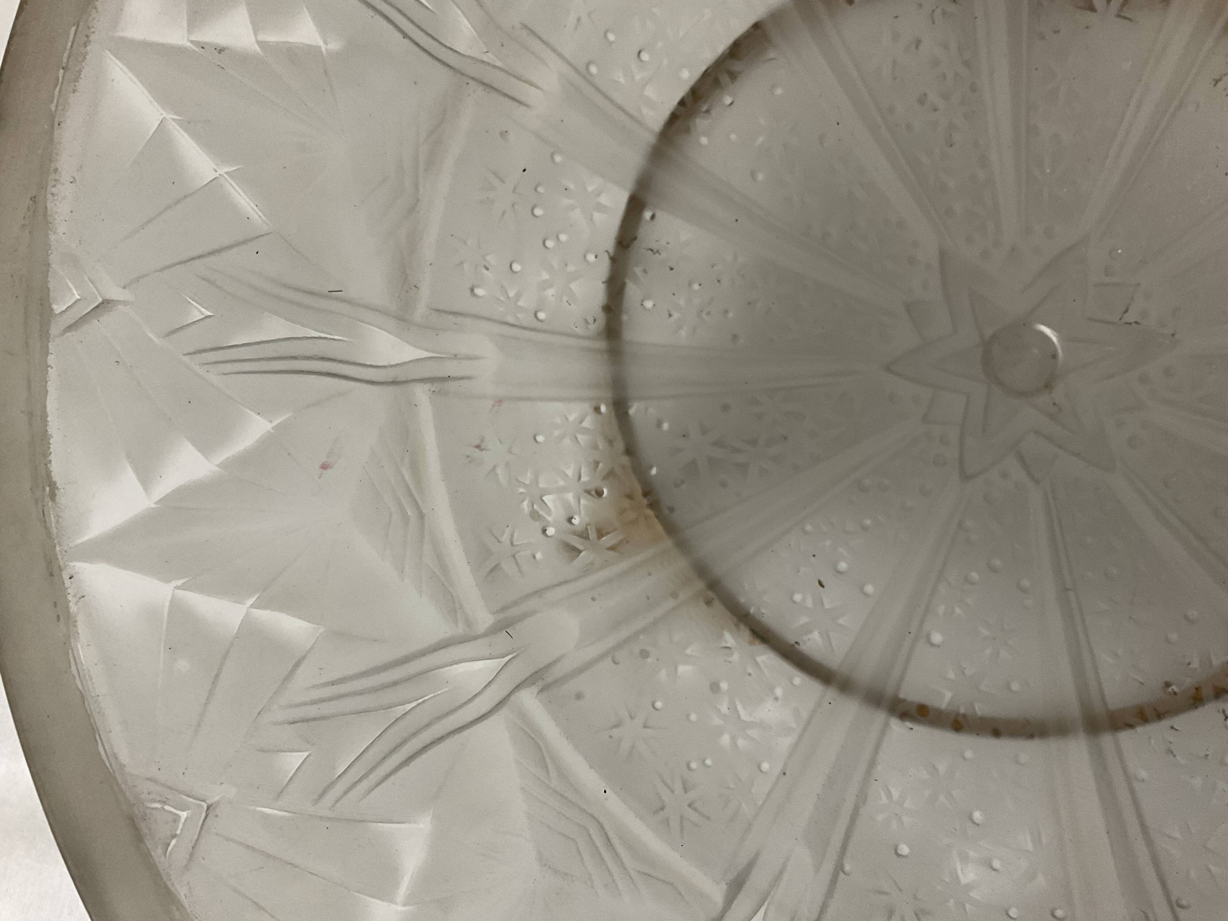 Fruit cup centerpiece in frosted glass and art nouveau art deco bronze signed Muller frères