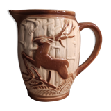 French vintage pitcher of St Clément, with a deer