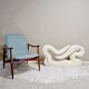 Vintage abstract art statue stone sculpture XL 'Wave'