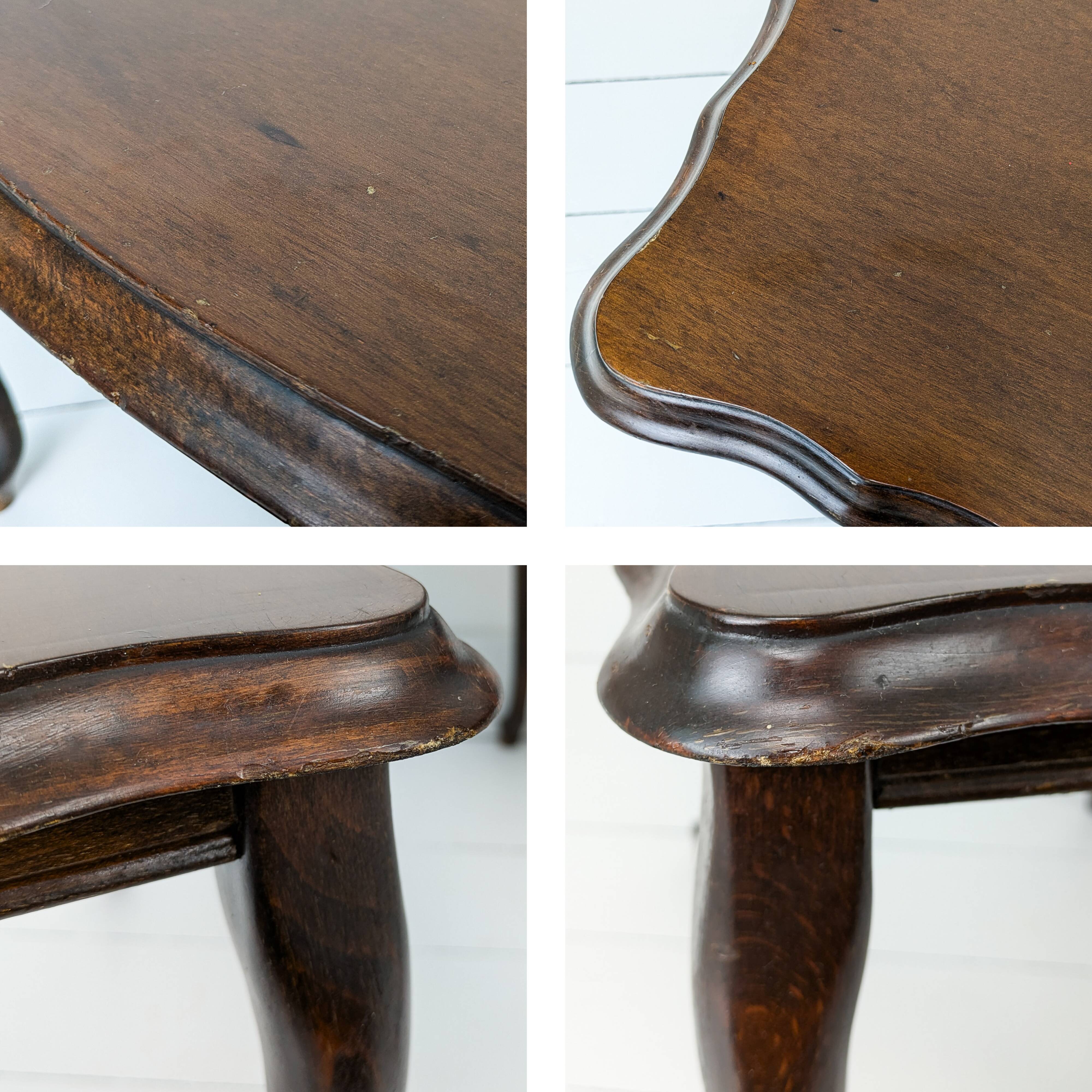 Lot de 2 tables d'appoint tables gigognes Chippendale courbes rectangulaires vintage midcentury ban