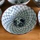 6 white and blue japanese porcelain bowls with mountain decoration