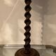 Vintage lamp in turned wood and silk