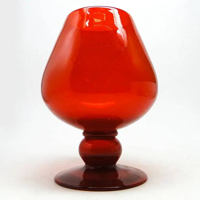 Vase, mid-century modern, red glass, designed by J. Słuczan-Orkusz, Poland, 1970s