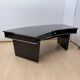 Art Deco desk in black lacquer, walnut & metal, France, 1950