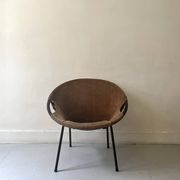 Designer armchair in brown suede circle ballon by Lusch & Co, Germany 1970s