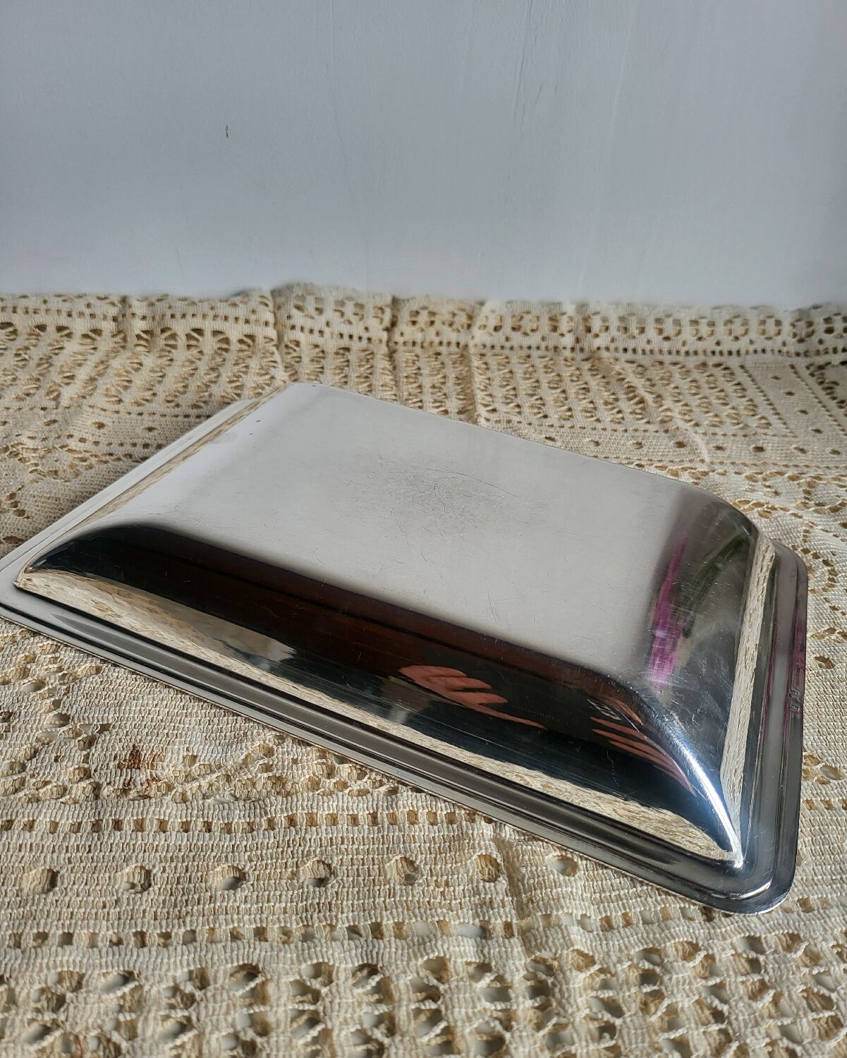 Rectangular metal silver-plated tray
