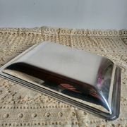 Plat rectangulaire, bannette en métal argenté