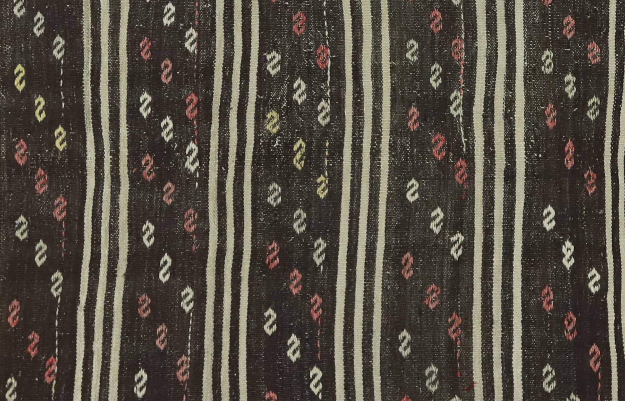 Tapis Kilim Turc Vintage Rayé 190x263 cm Laine Fait Main