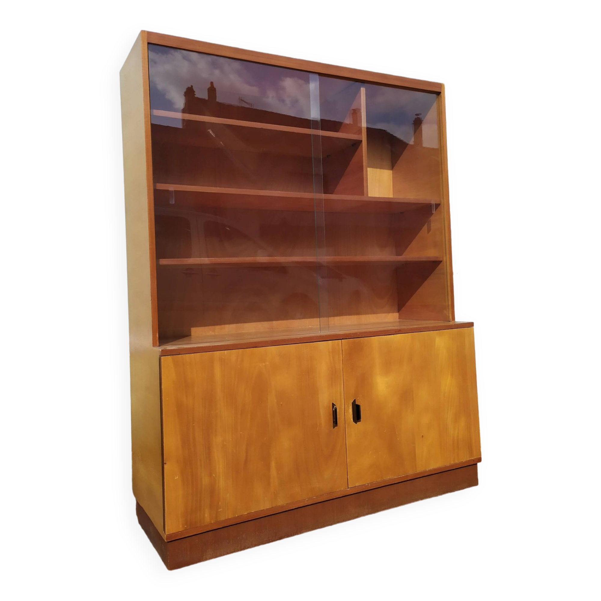 Vintage glass bookcase - Wood