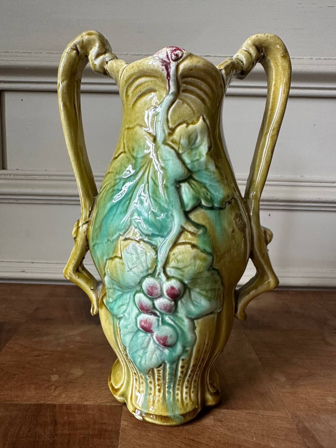Art Nouveau vase in stamped slip