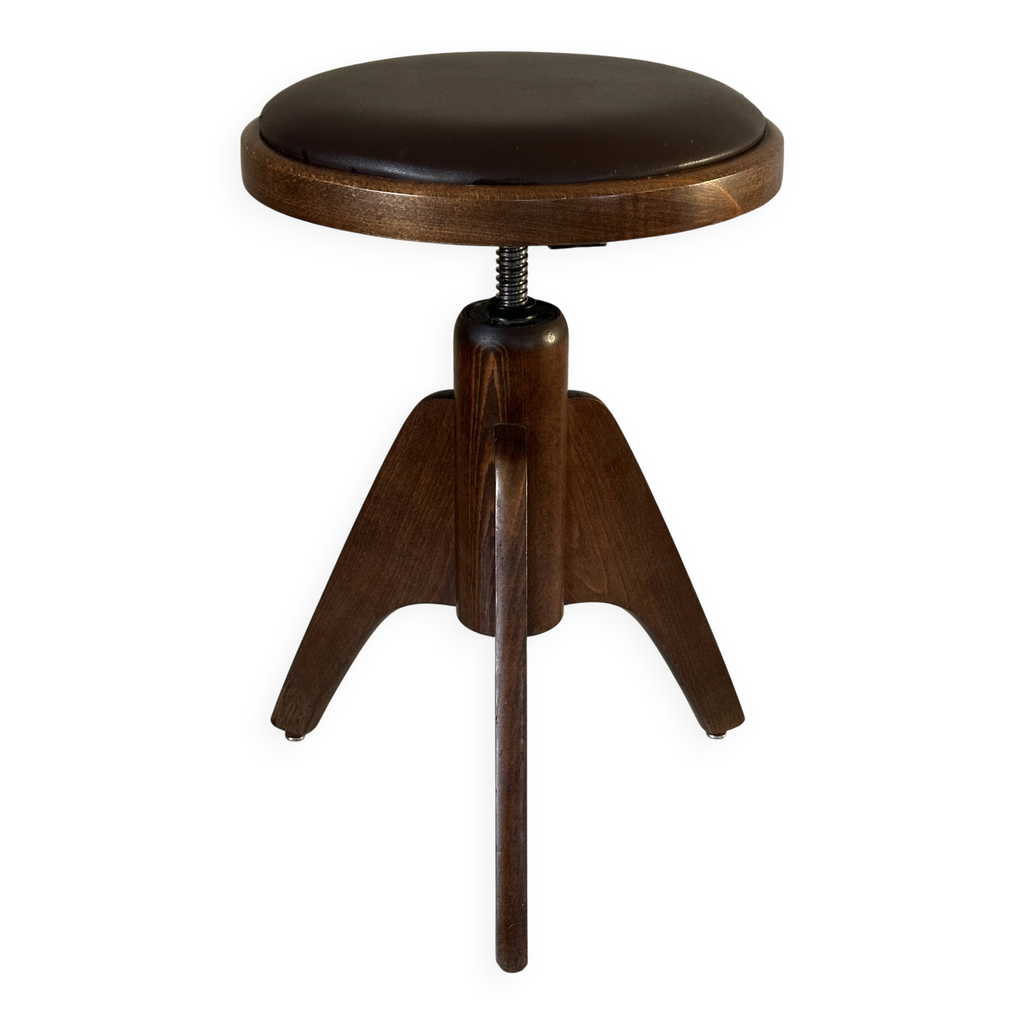 Vintage 60s tripod oak stool