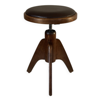 Vintage 60s tripod oak stool