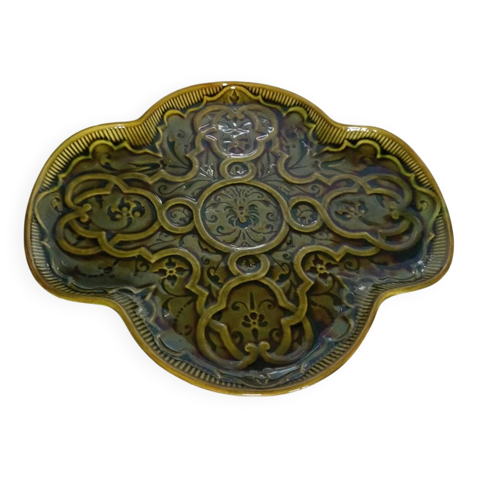 Olive green earthenware dish