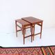 Mid-century side tables and nesting tables, in Wegner Tuck teak, Danish style.