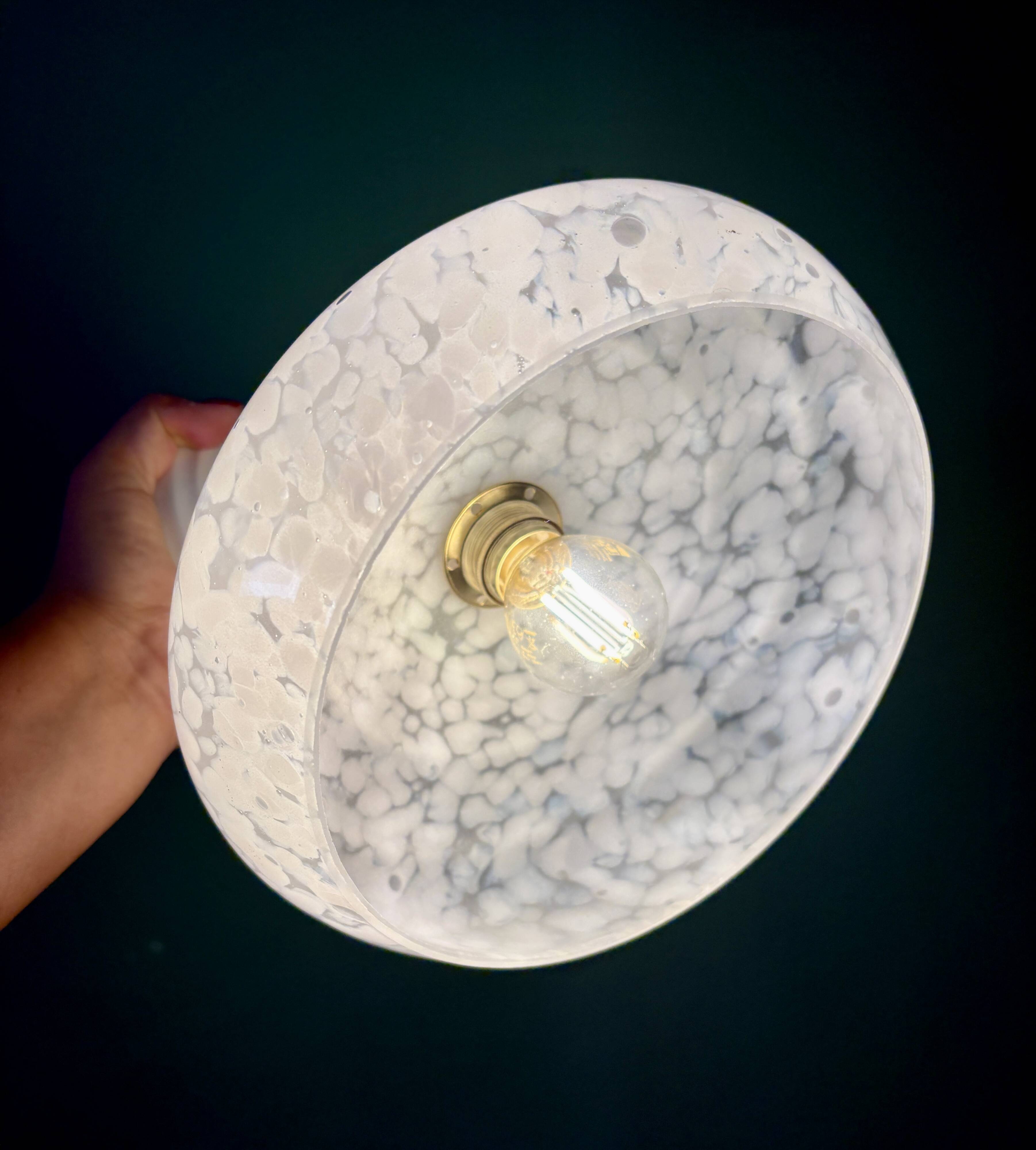 Vintage wall lamp with white clichy glass shade