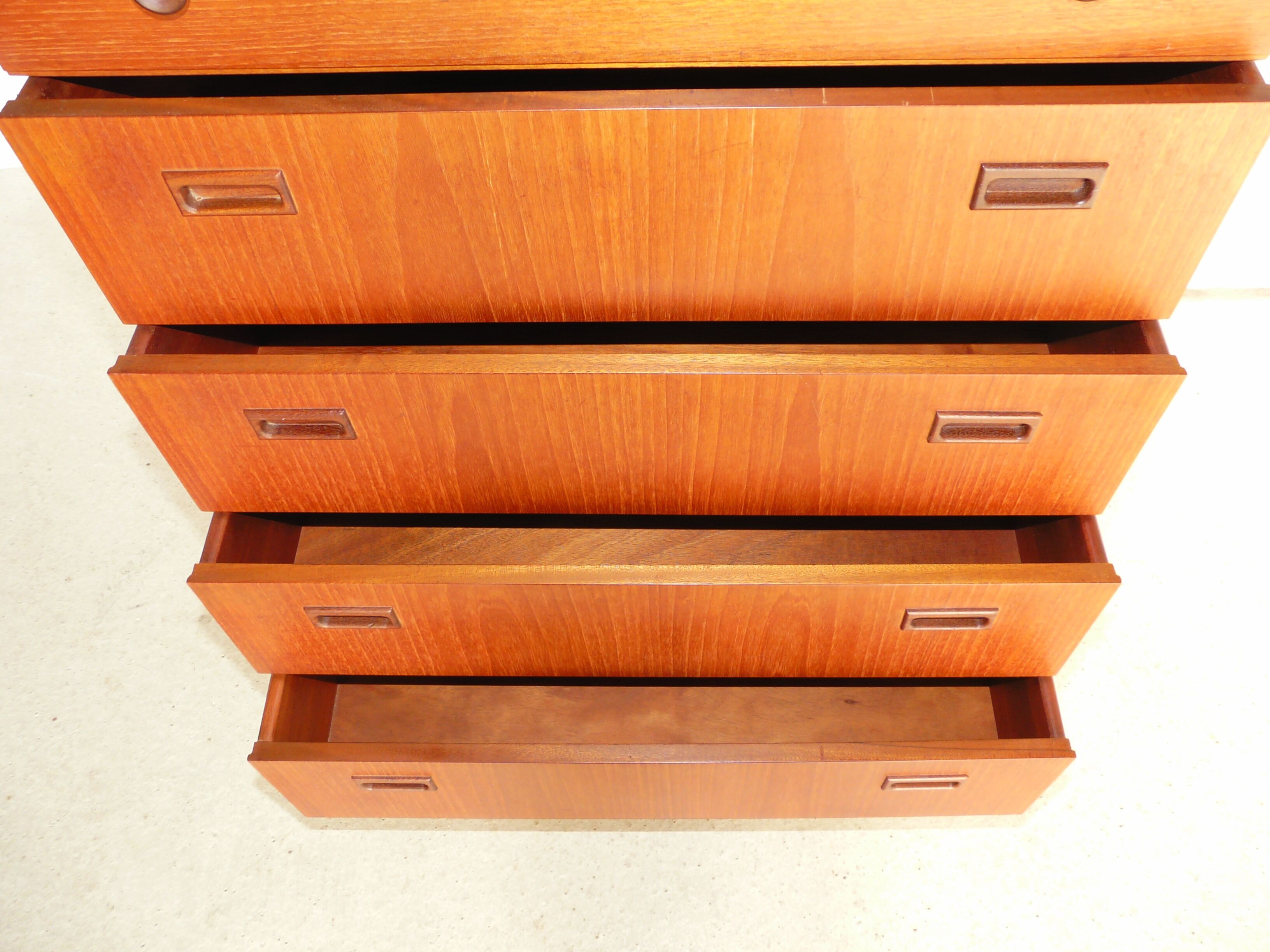 High Scandinavian teak chest of drawers