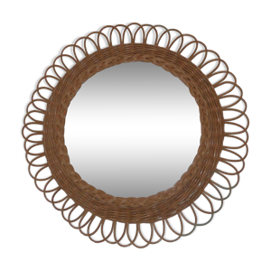 Ancien miroir en rotin