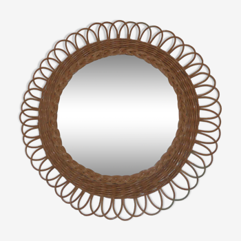 Old rattan mirror 50's years