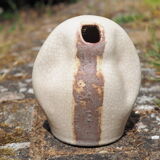 Free-form Soliflore - cracked white enamel - organic ceramic - 80s