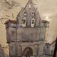 Vintage French watercolour of a village with a church, signed, from 1931