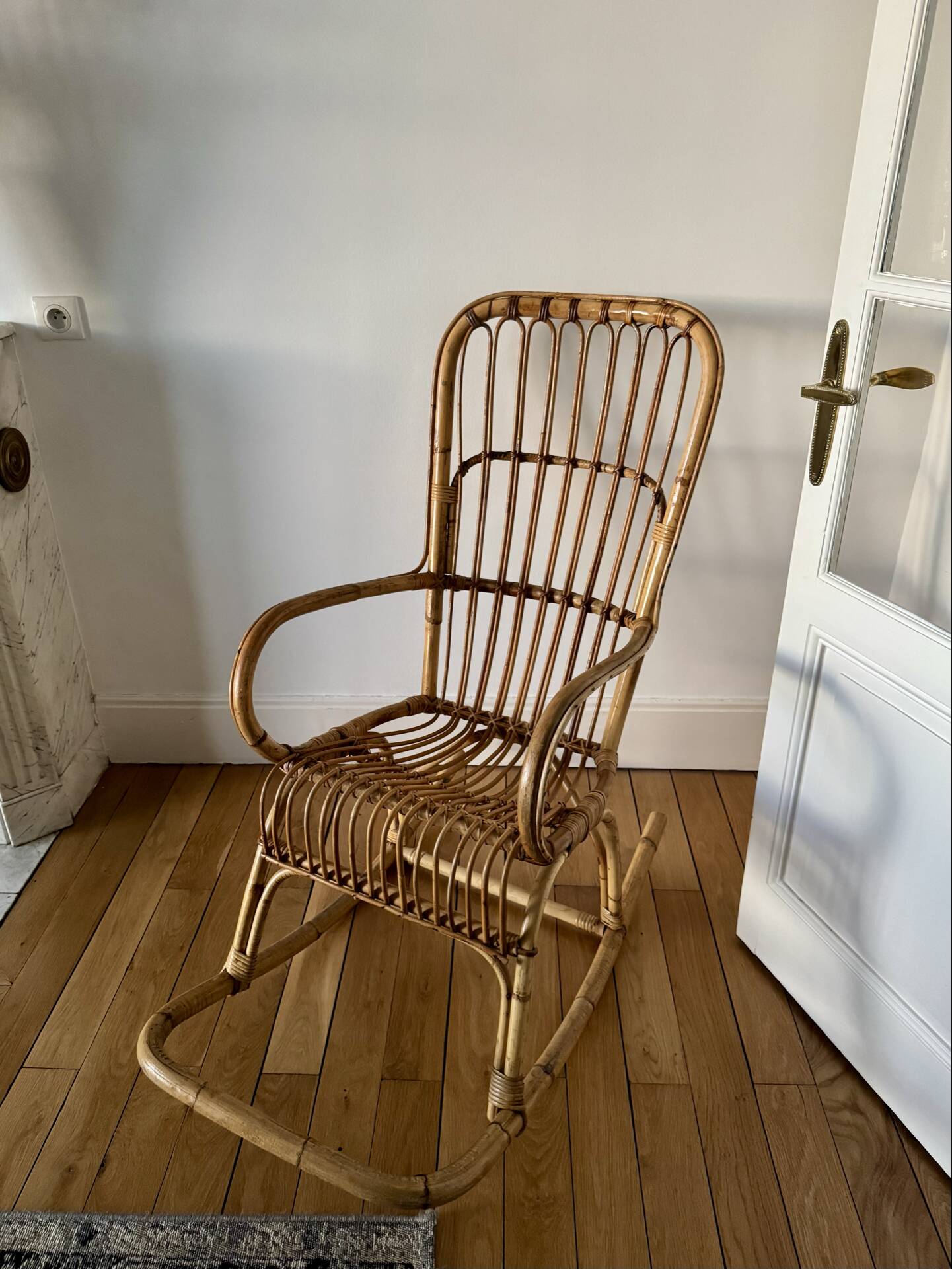 Bamboo and rattan rocking chair