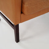 Leather two-seater sofa, 70s Scandinavian design