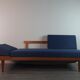 Norwegian daybed sofa in teak and blue fabric "svanette" by Ingma Relling, 1960s