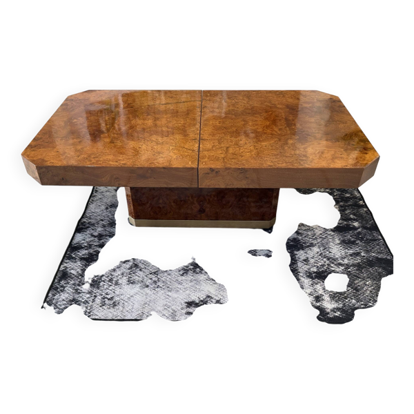 Table basse bar  en Loupe d’orme maison  Lancel vintage 1970
