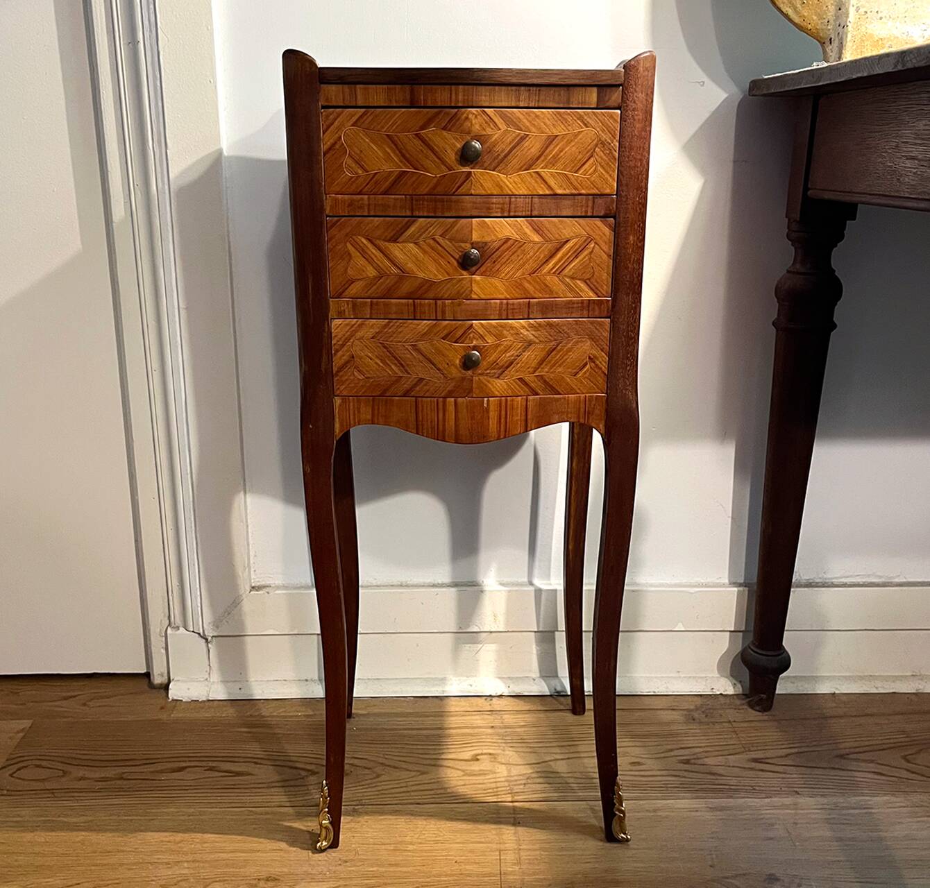 Inlaid bedside table