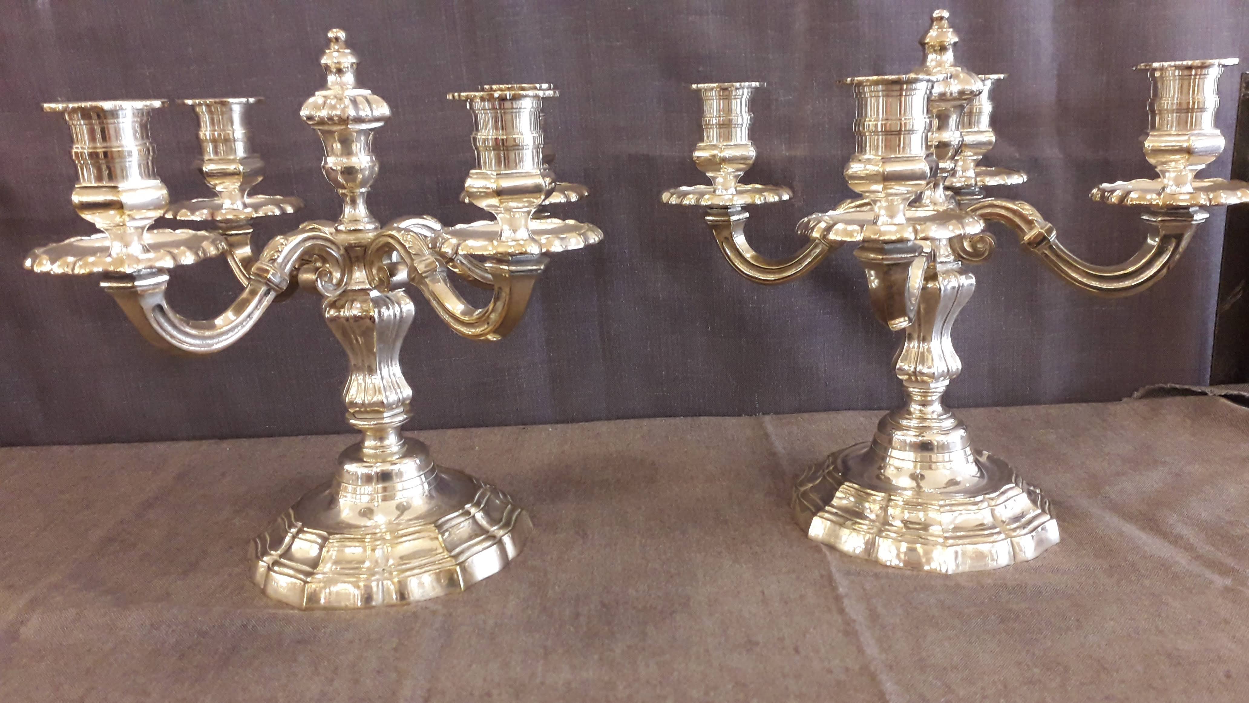 Old silver bronze chandeliers