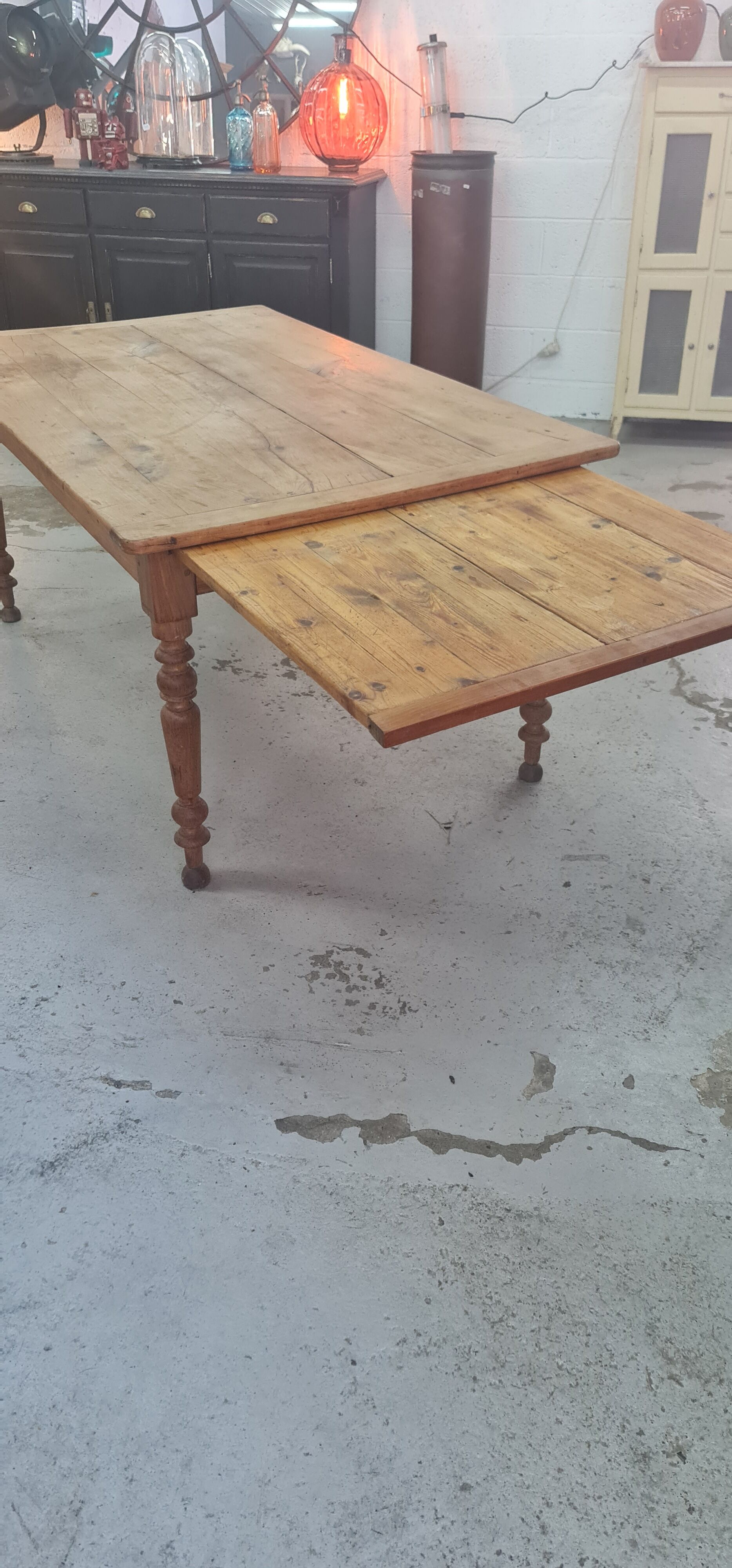 Farmhouse table wood foot turned
