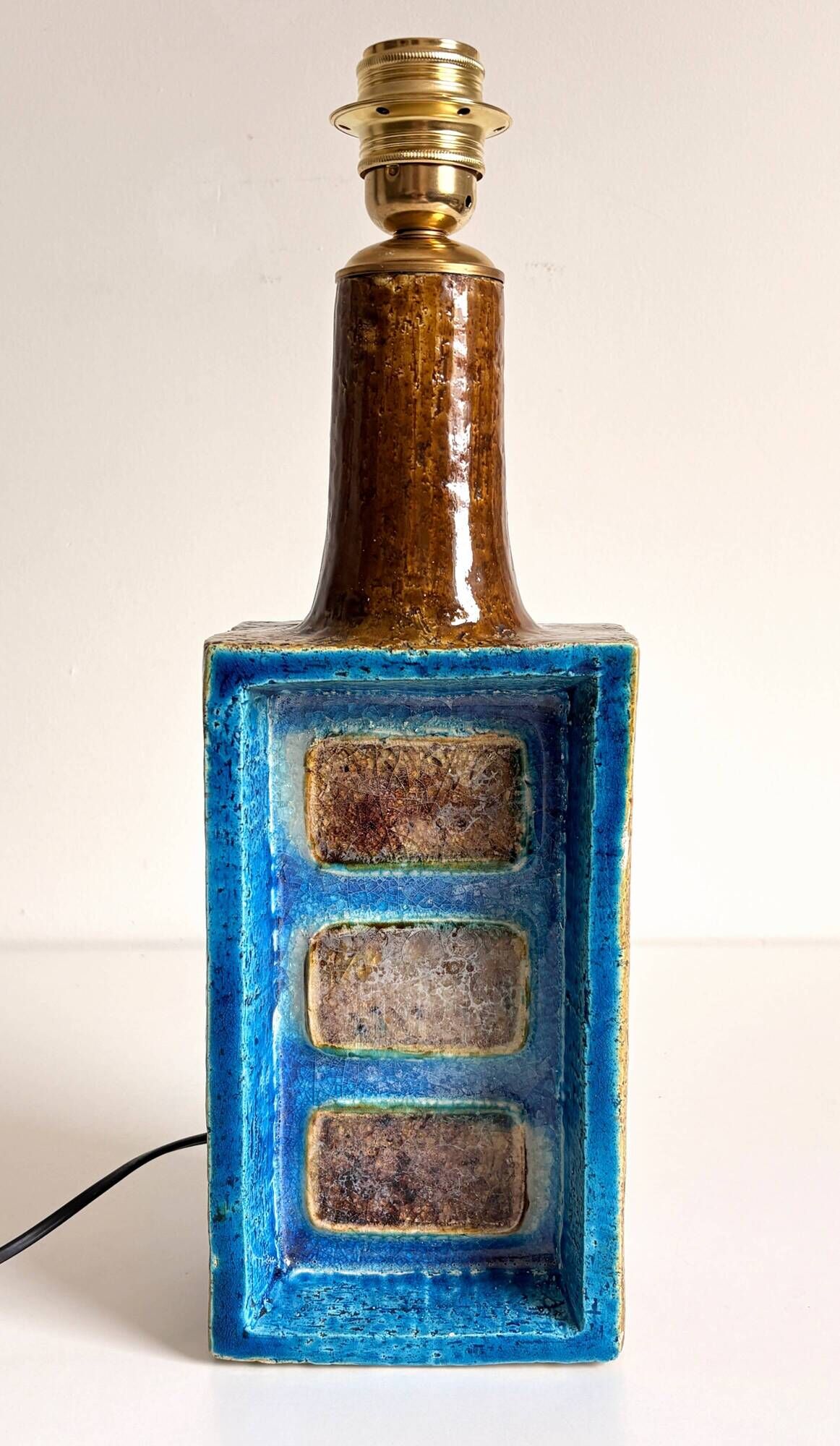 Aldo Londi for Bitossi Chamotte Ceramic Table Lamp, Italy, 1960s