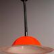 Vintage orange enameled metal pendant light – space age design – 1970s