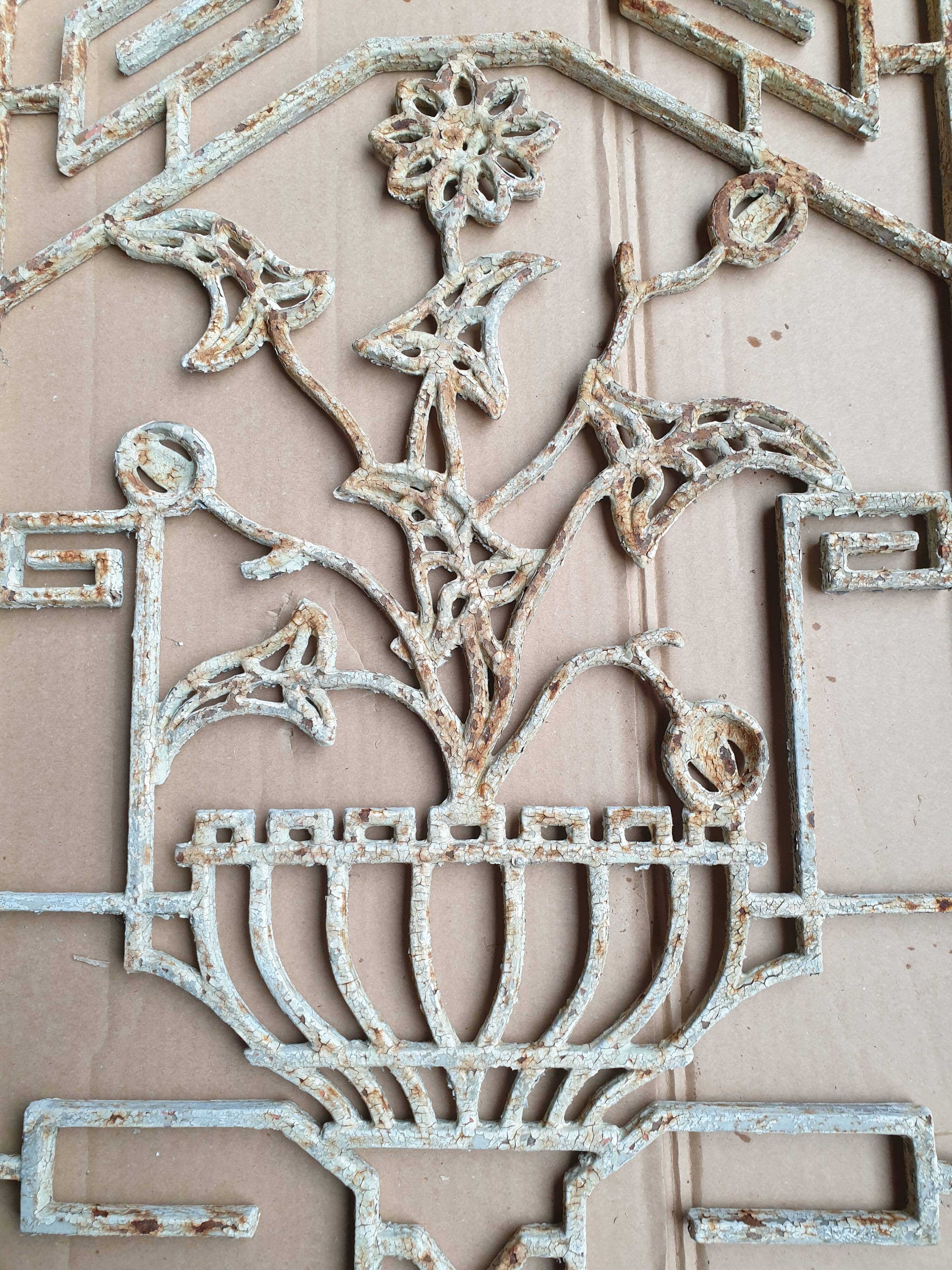 Art deco cast iron door grille