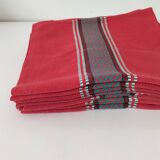 Vintage Basque set: square tablecloth & 7 napkins, 1960s