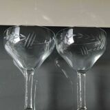 Lot 6 coupes à champagne art décor, années 20. ciselées motifs épis de blé/traits transversaux