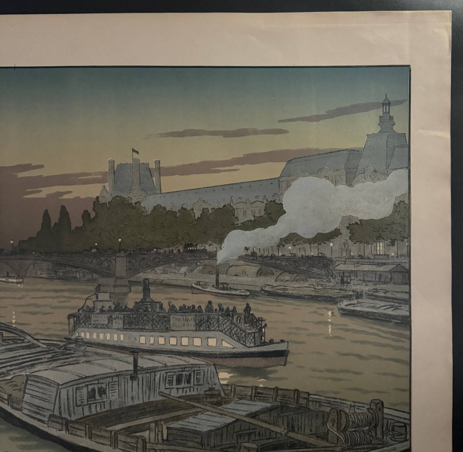 Lithograph by Henri Rivière The Pont des Saints-Pères and the Louvre