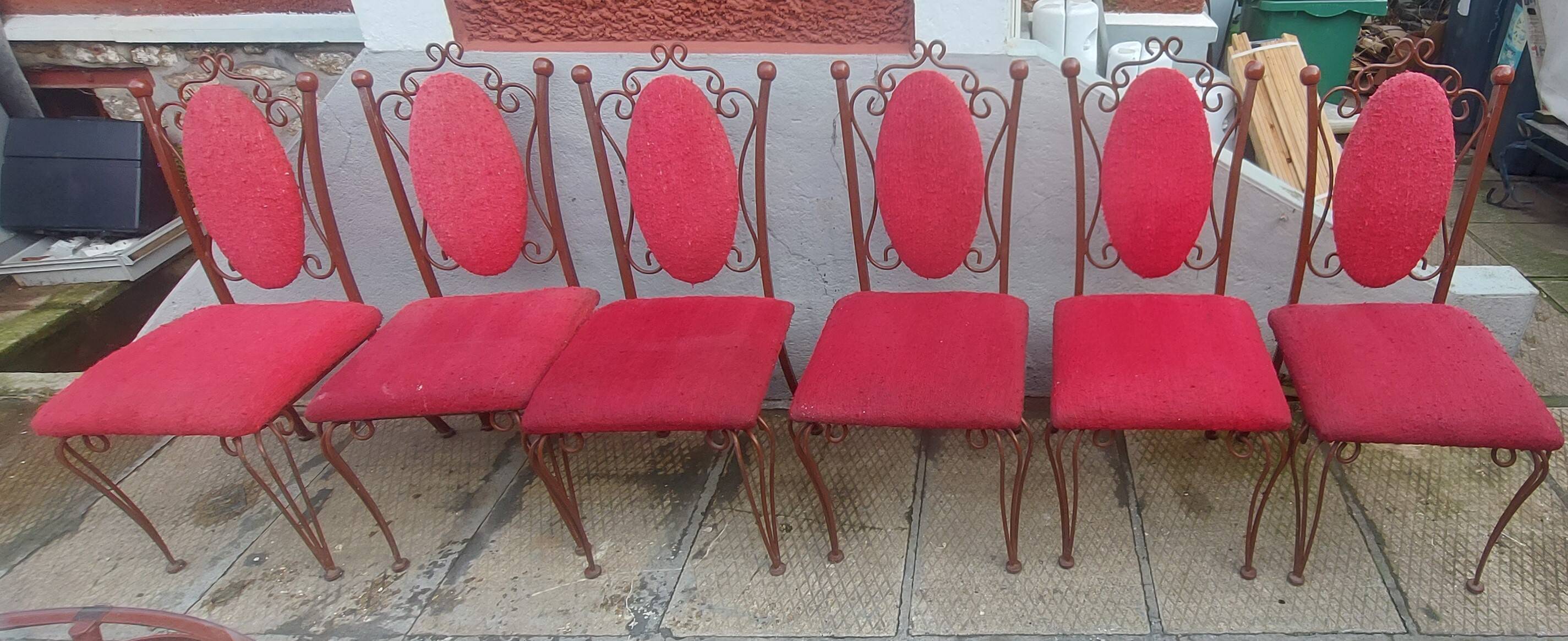 6 wrought iron chairs by Raymond Menos, Haiti