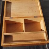 Old wooden sewing box with removable compartment