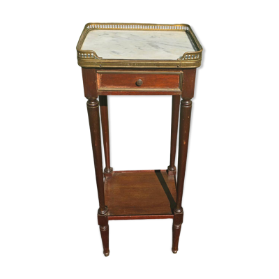 Table d’appoint style Louis XVI en acajou, marbre et laiton – vers 1900