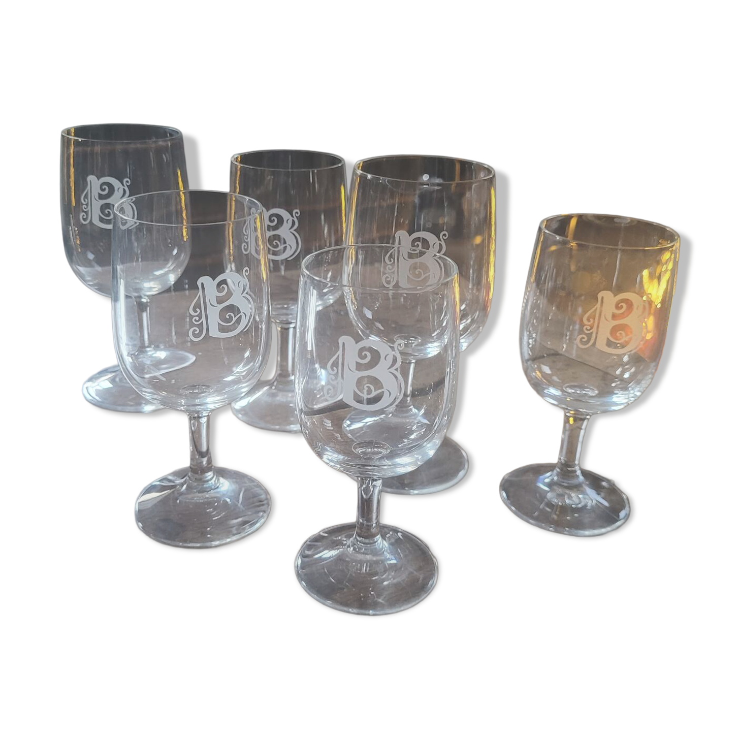 Set of 70s stemmed glasses