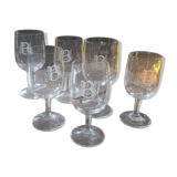 Set of 70s stemmed glasses