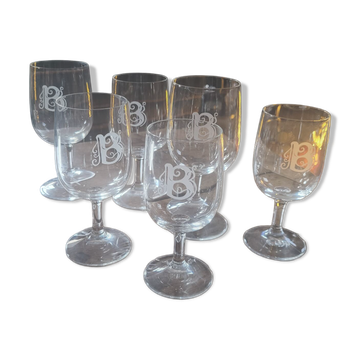 Set of 70s stemmed glasses