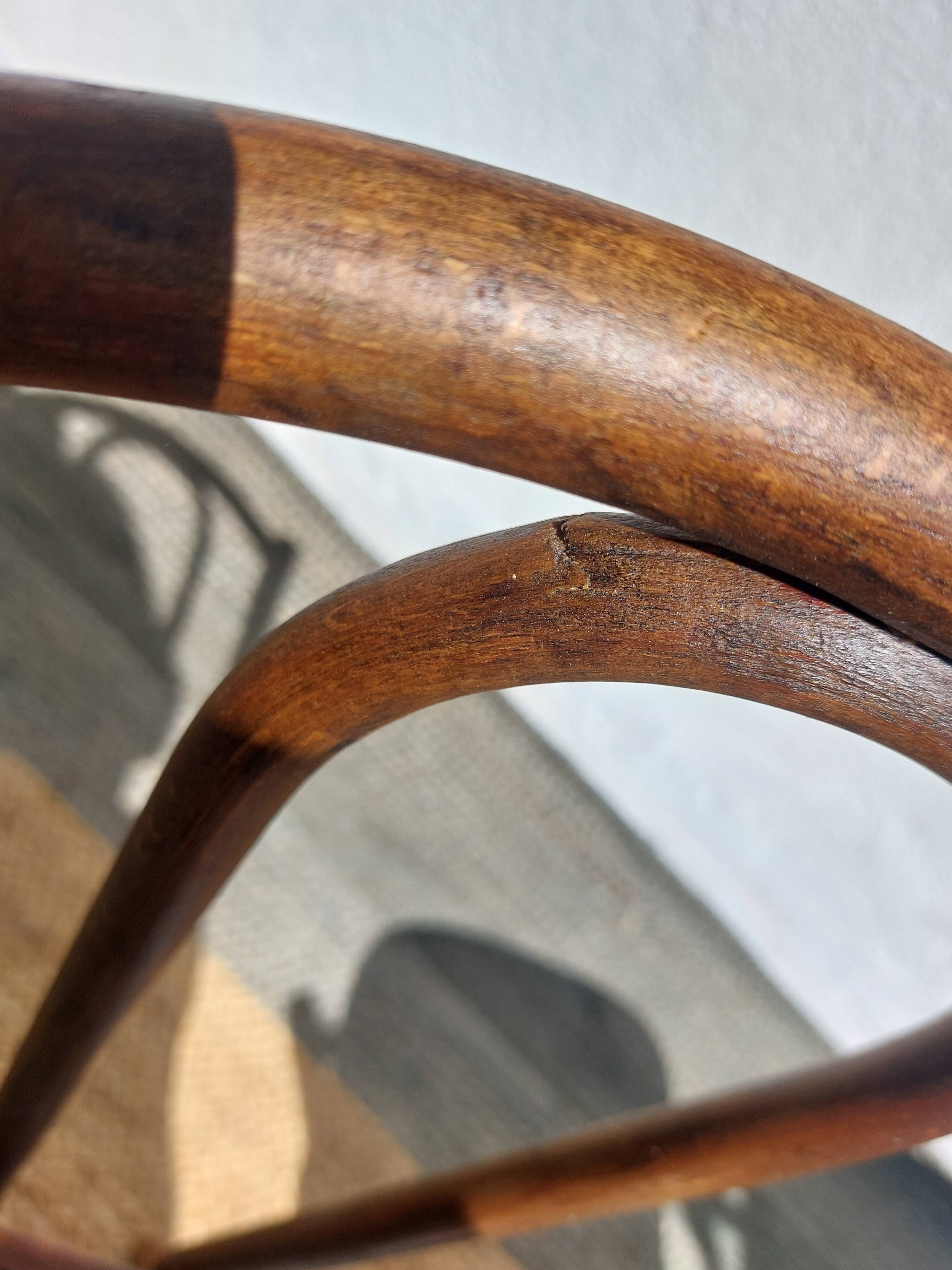set of 3 curved wooden bistro chairs with patterns